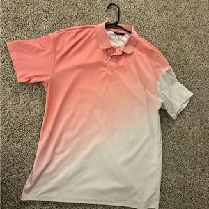 Gradient Polo Shirt - Coral and White